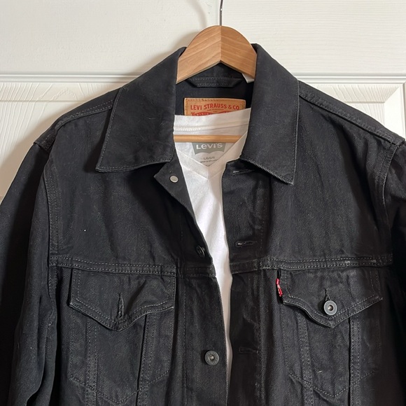 Levis Black Jean Jacket Men’s L - Picture 1 of 10